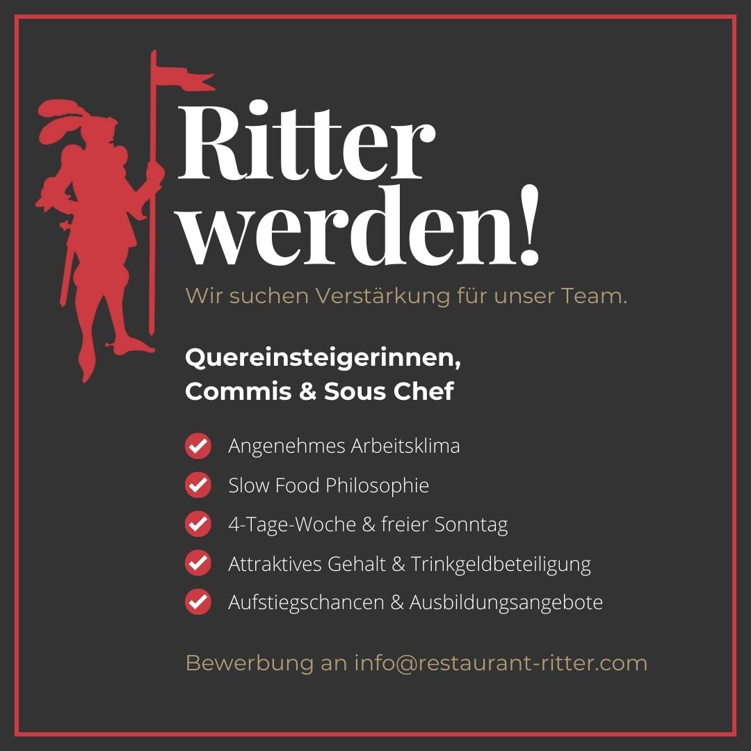 Fulda, Slow Food, Restaurant Fulda, Jobs Fulda, Ritter werden, Gastrojobs, Stellenanzeige, Commis de Cuisine, Auszubildende Sous Chef, Küchenhilfe 